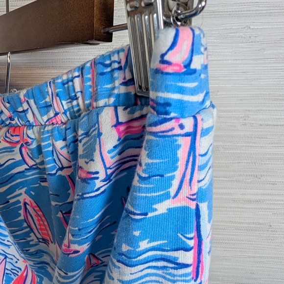 Lilly Pulitzer Jace Romper Zanzibar Blue Sailboats Medium Strapless Pink - Picture 10 of 12
